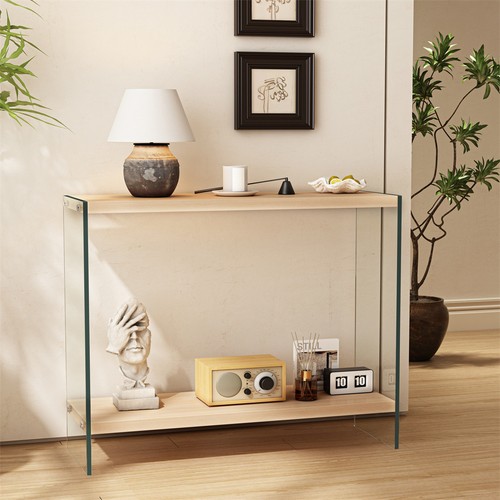 Wood tone mdf entryway table - mdf,